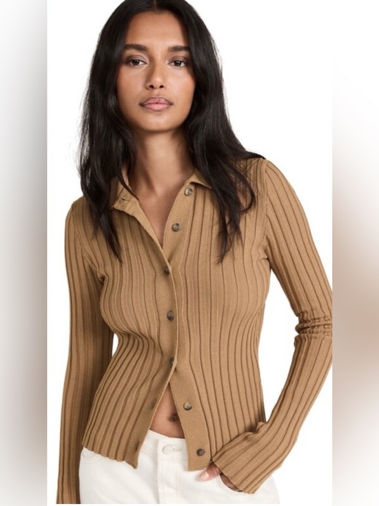 Anine Bing Sweaters - Anine Bing Camel Ribbed Button-Front Cardigan (Like New)